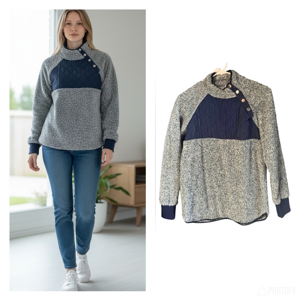 Women's Gray‎ and Navy Sweater